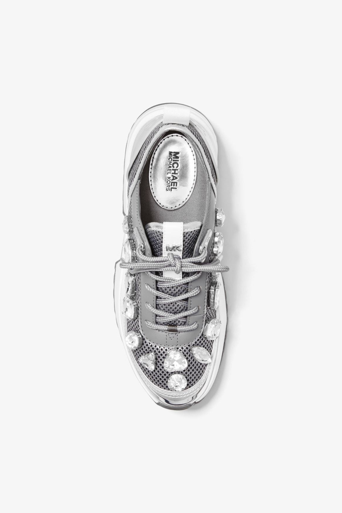 Chaplin Jewel Embellished Metallic Mesh and Leather Trainer – THE WORLD OF  OZZ