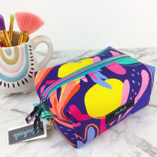 Load image into Gallery viewer, Come Together Medium Box Makeup Bag.  World of Mik Design.
