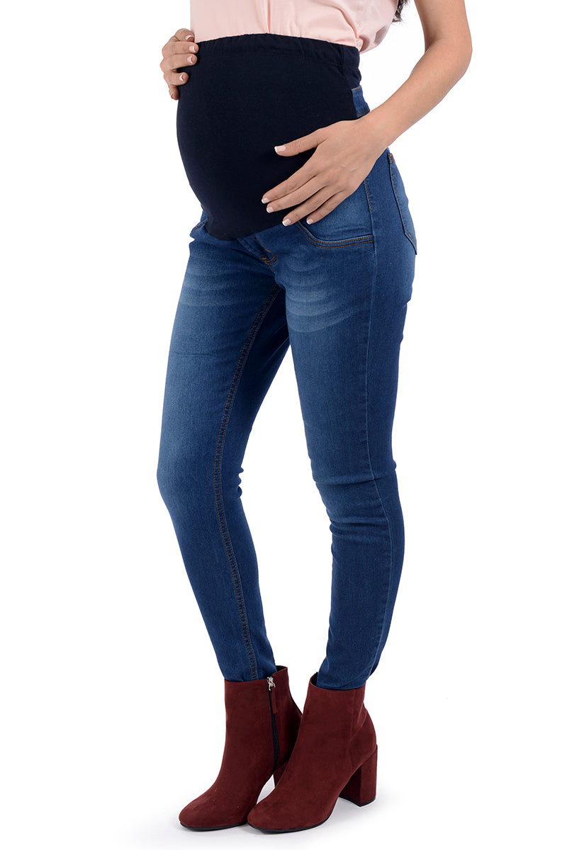 Jeans de embarazo MAMA de mezclilla estilo entubado – MamaMia México