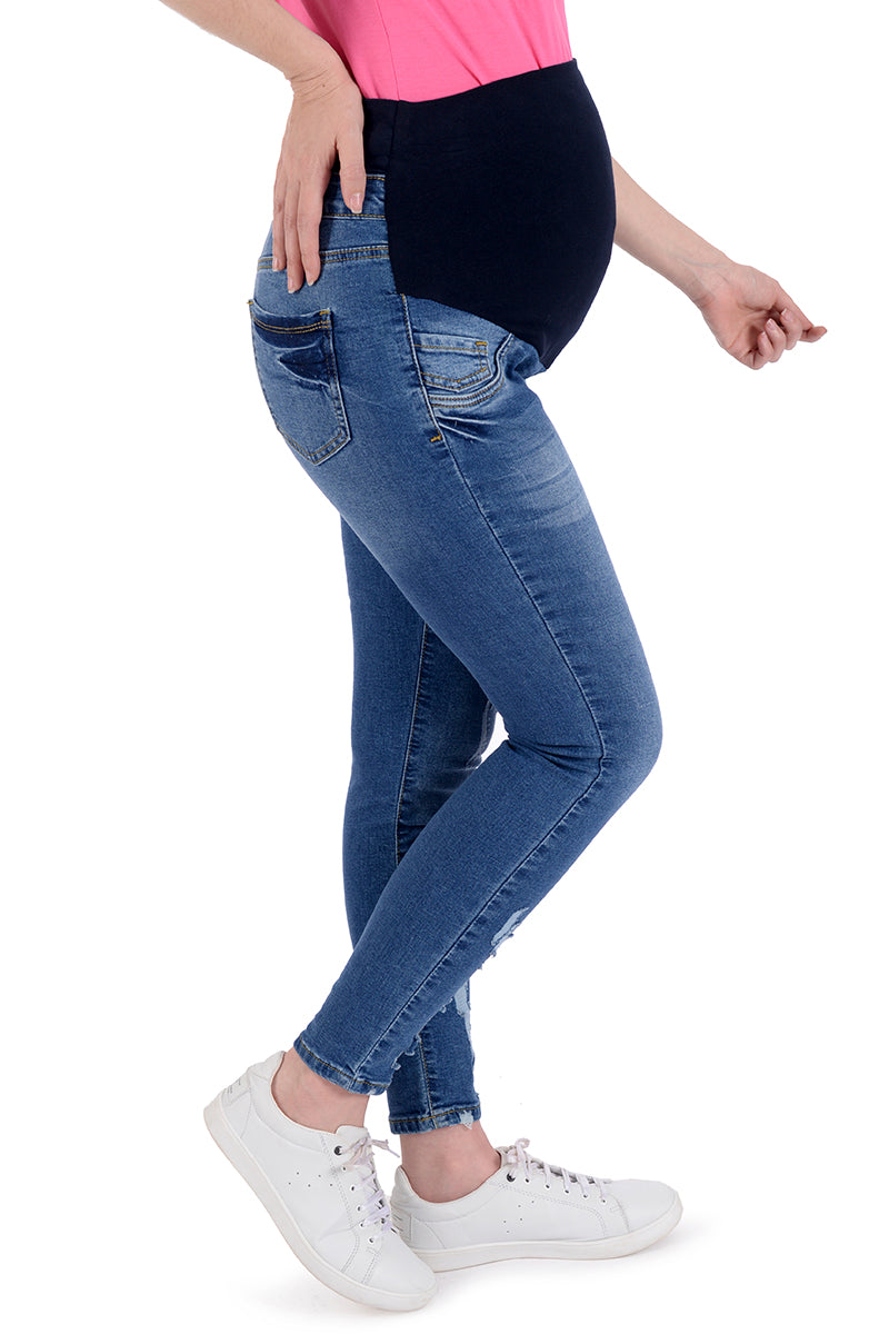 Jeans para embarazada MAMA MIA Maternity con rasgado y panel – MamaMia