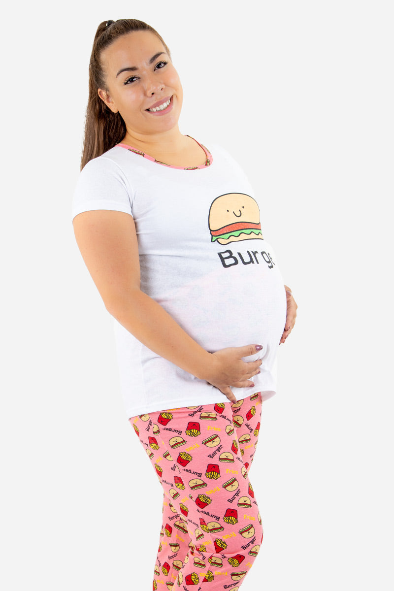 Pijama Maternidad Con Estampado De Hamburguesita. – México