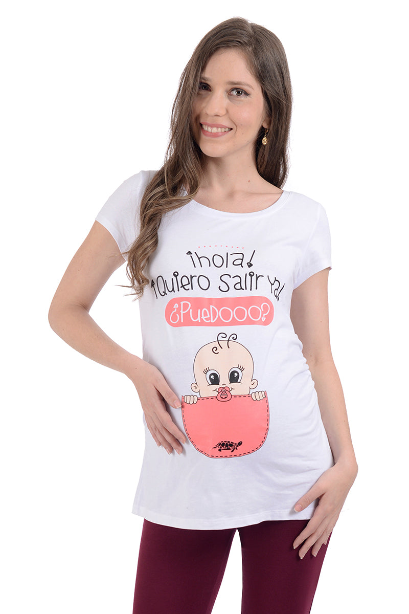 Maduro corazón caldera Playera con estampado de bebé MAMAMIA "Hola quiero salir" – MamaMia México