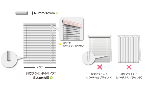 多くの横型ブラインドに合う設計