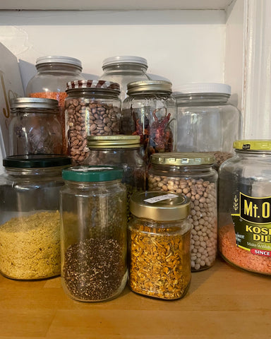 bulk groceries in glass jars