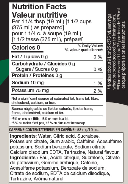 nutrition label