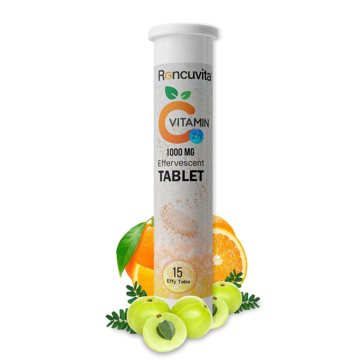 Roncuvita Natural Vitamin C 1000mg And Zinc 15 Effervescent Tablets Roncuvita