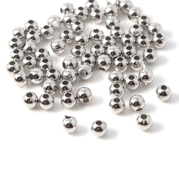 500 Round Plastic Silver Plated Beads 5mm or 1/8 Inch CCB Plastic Silv ...