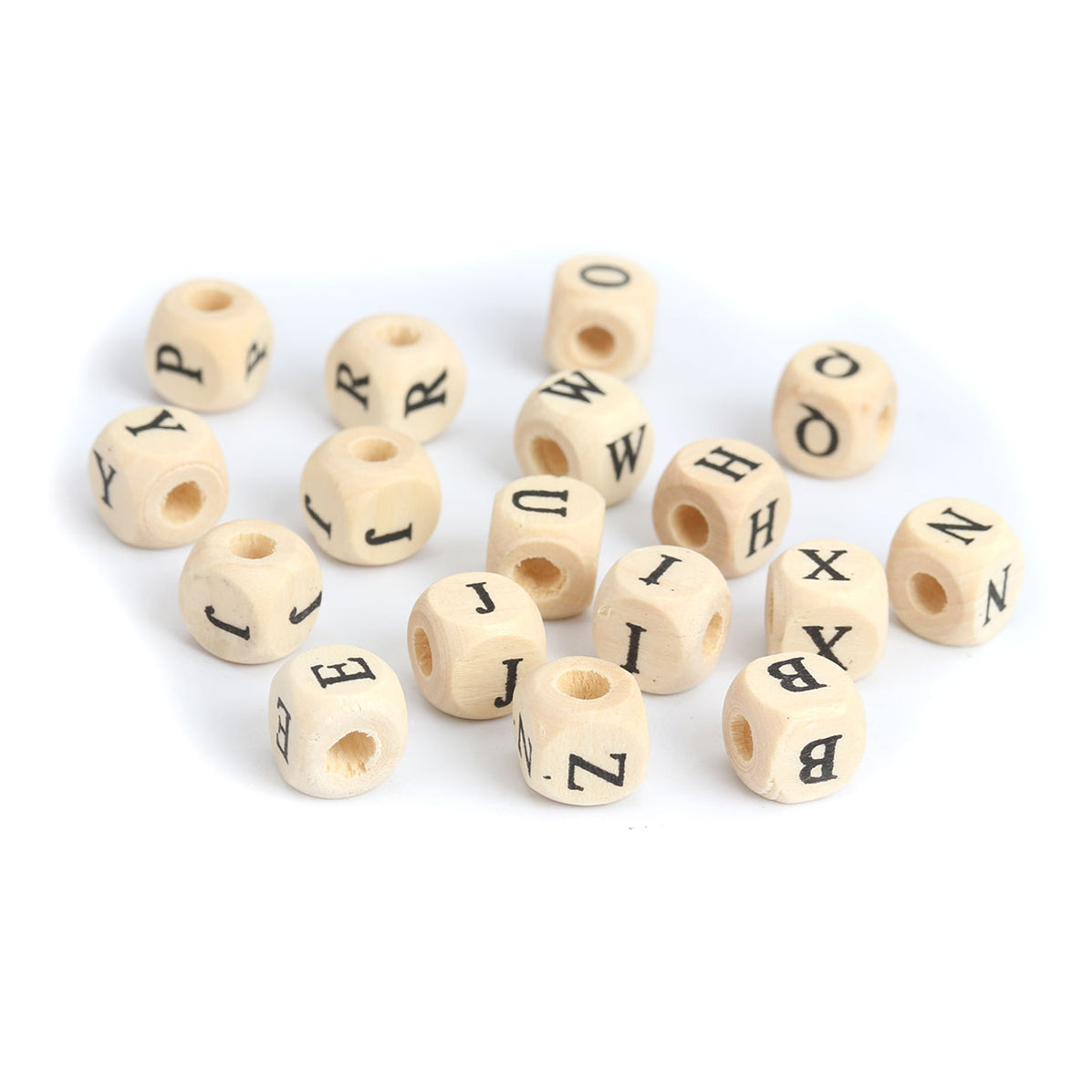 500 Square Wood Letter Alphabet Beads Unfinished Bead with Black ...