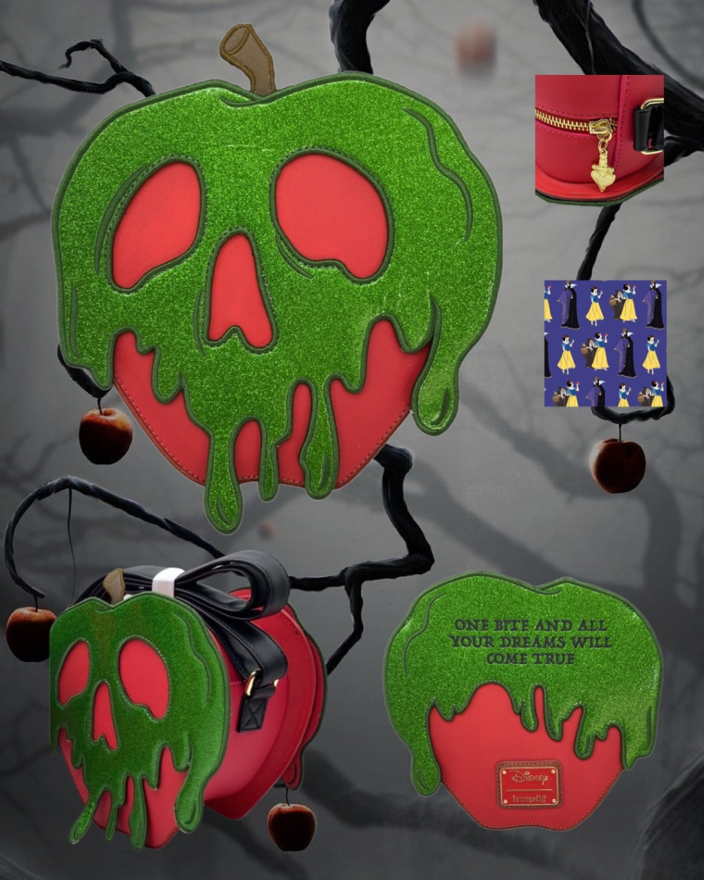 New Disney Harveys Snow White Poison Apple Seat Belt Mini Circle Crossbody  Bag | eBay