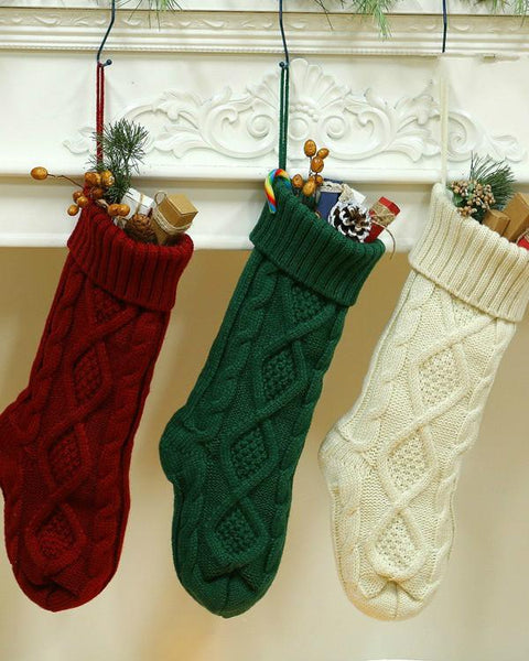 46CM Knitting Wool Home Wall Decoration Candy Bag Socks Set Diamond Gift Bag Socks Hanging Christmas Socks Set