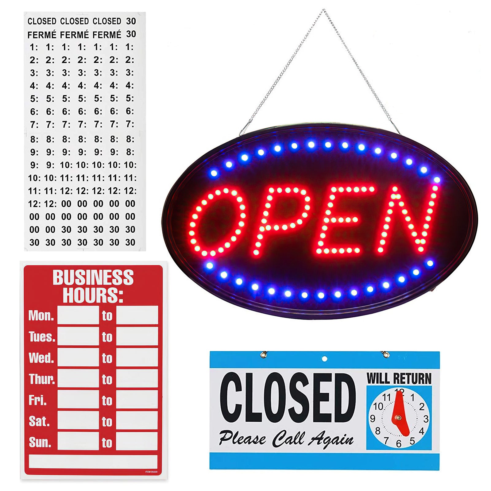 SK Depot Large LED Open Sign with Business Board – SK DEPOT