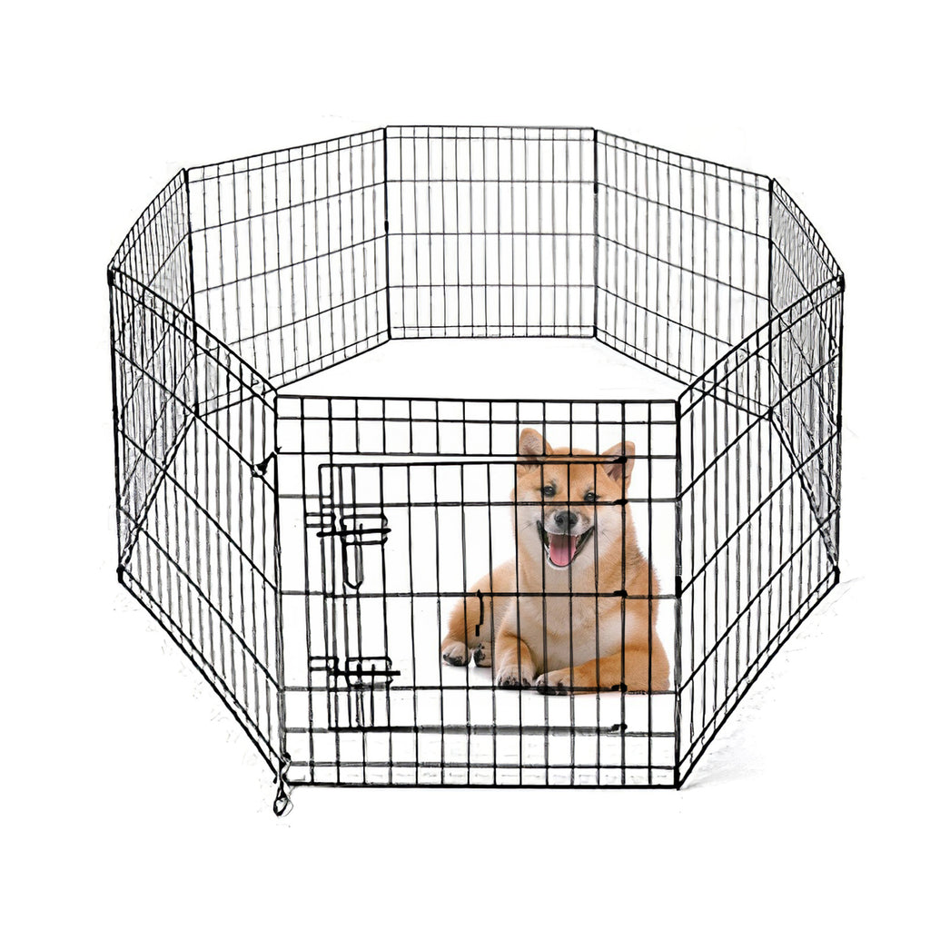 SK Depot Foldable Metal Pet Dog Exercise Fence Pen with Gate Dog ...