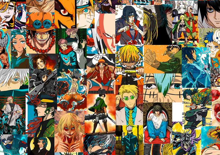 Anime character collage photo on black wooden shelf photo  Free Anime  Image on Unsplash