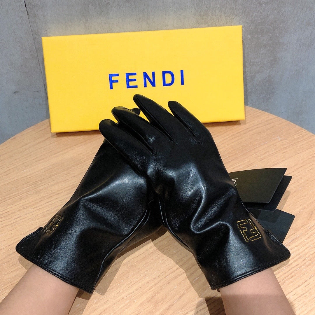 Fendi New Fashion Women Leather winter Warm Wool Gloves 14