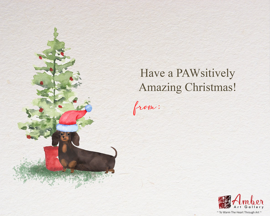 Dachshund Pet Portrait Christmas Card Design Amber Art Gallery