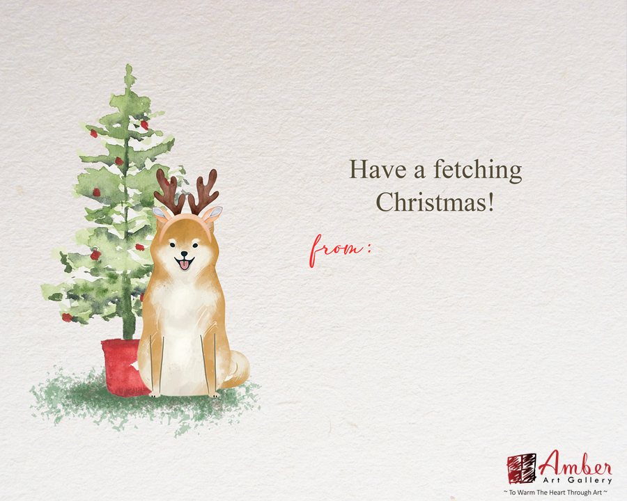 Shiba Inu Pet Portrait Christmas Card Design Amber Art Gallery