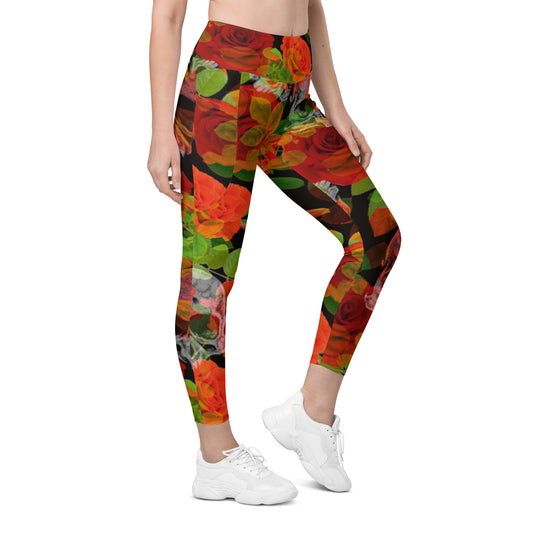 Camouflage Printed Yoga Workout Leggings For Women With Pockets