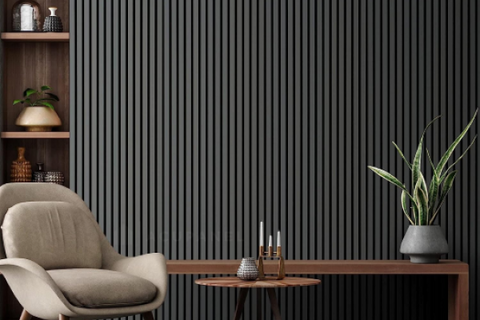 Luxury Wood Panel as a living room accent wall (black)