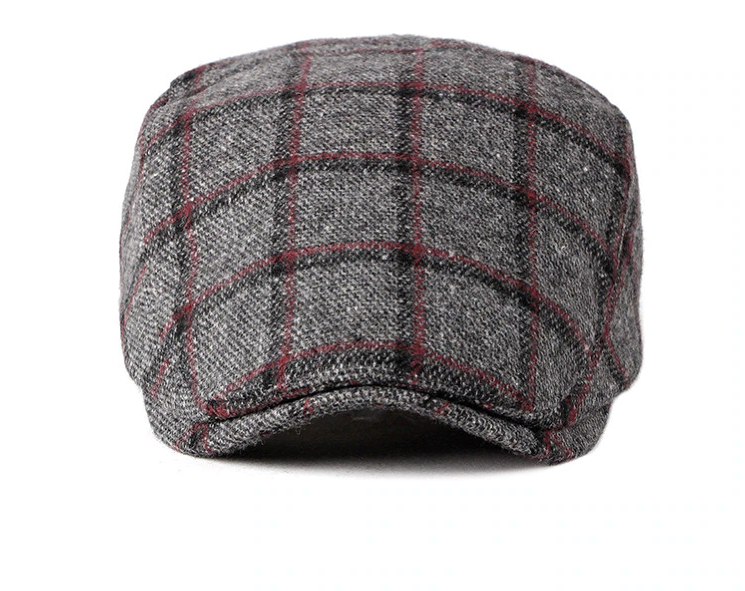 Boina Retro de Lana cuadros espiga Gris Rojo – The Boos Hat