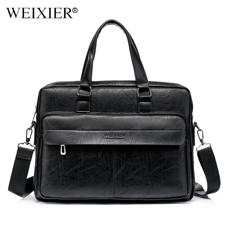 WEIXIER丨Men Leather Simple Large Capacity Outdoor Sports Shoulder Bag ...