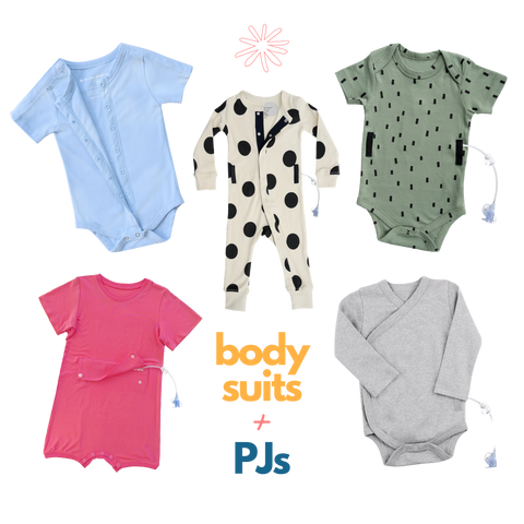 Various sizes and styles of infant onsies