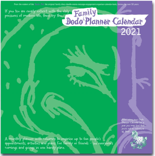 Dodo Family Planner Calendar 2021 - Month to View with 5 Daily Columns: A calendar organiser for up to 5 people's activities. For family/friends; see everyone's comings & goings in one handy place