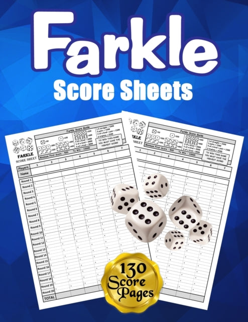 Farkle Score Sheets: 130 Large Score Pads for Scorekeeping - Blue Farkle Score Cards | Farkle Score Pads with Size 8.5 x 11 inches (Farkle Score Book)