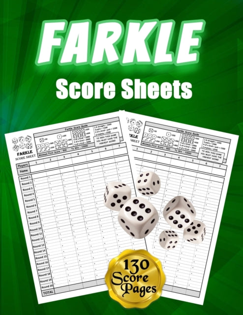 Farkle Score Sheets: 130 Large Score Pads for Scorekeeping - Green Farkle Score Cards | Farkle Score Pads with Size 8.5 x 11 inches (Farkle Score Book)