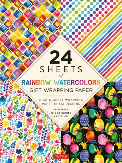 Rainbow Watercolors Gift Wrapping Paper - 24 sheets: High-Quality 18 x 24 (45 x 61 cm) Wrapping Paper