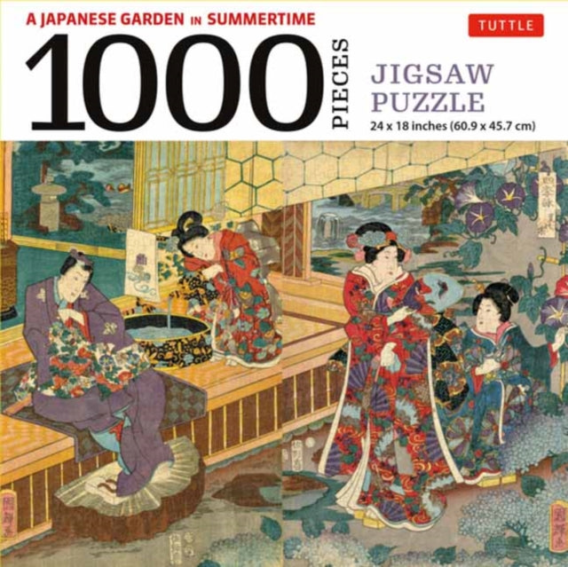 Japanese Garden in Summertime - 1000 Piece Jigsaw Puzzle: A Scene from THE TALE OF GENJI, Woodblock Print (Finished Size 24 in X 18 in)