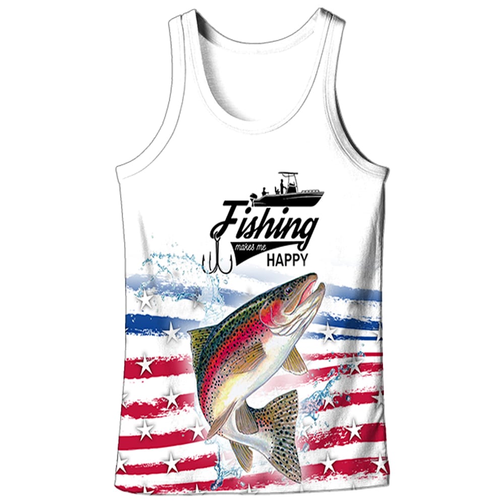 Fishing makes me happy - Trout Tank Top - elitefishingoutlet