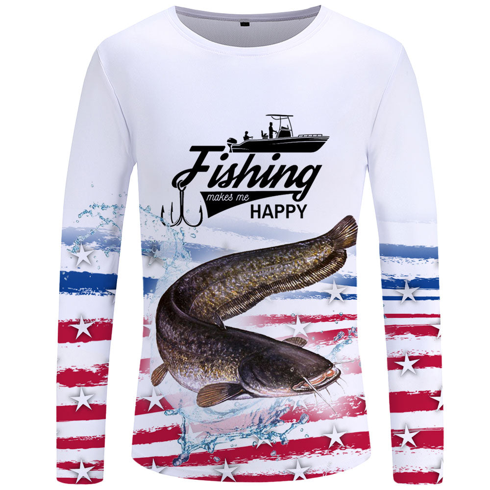 Fishing Makes Me Happy - Trout Long Sleeve Shirt, L / Long Sleeve Shirt