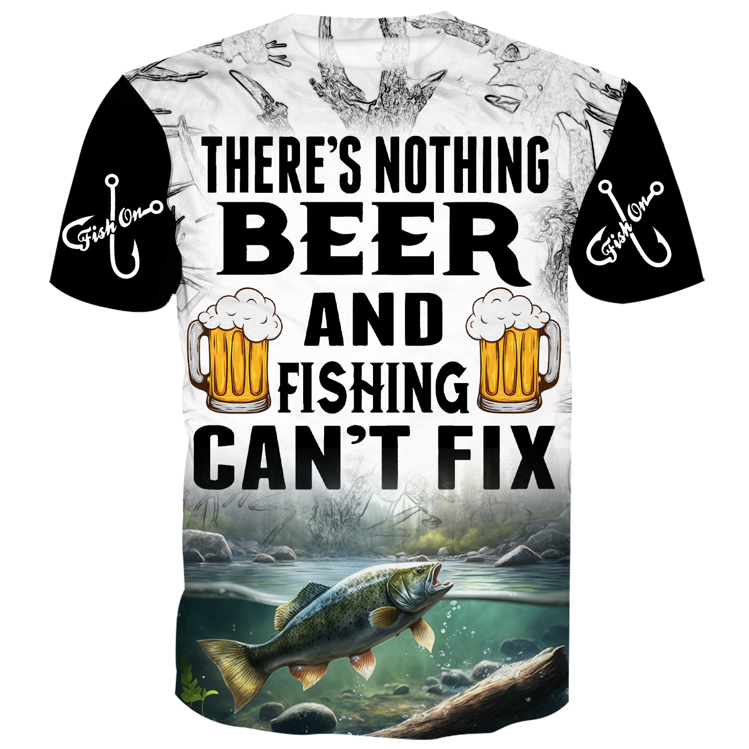 There's nothing beer and fishing can't fix - Bass T-Shirt