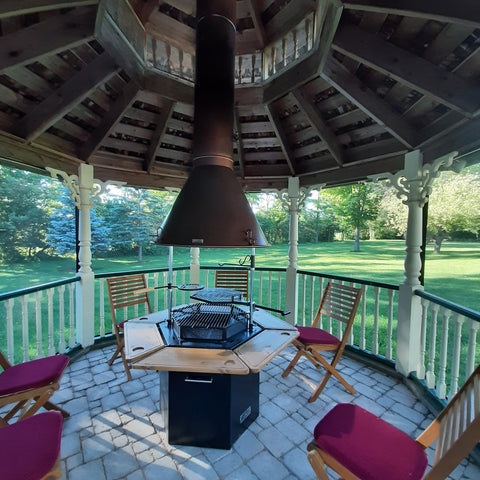 gazebo with kota grill and chimney inside