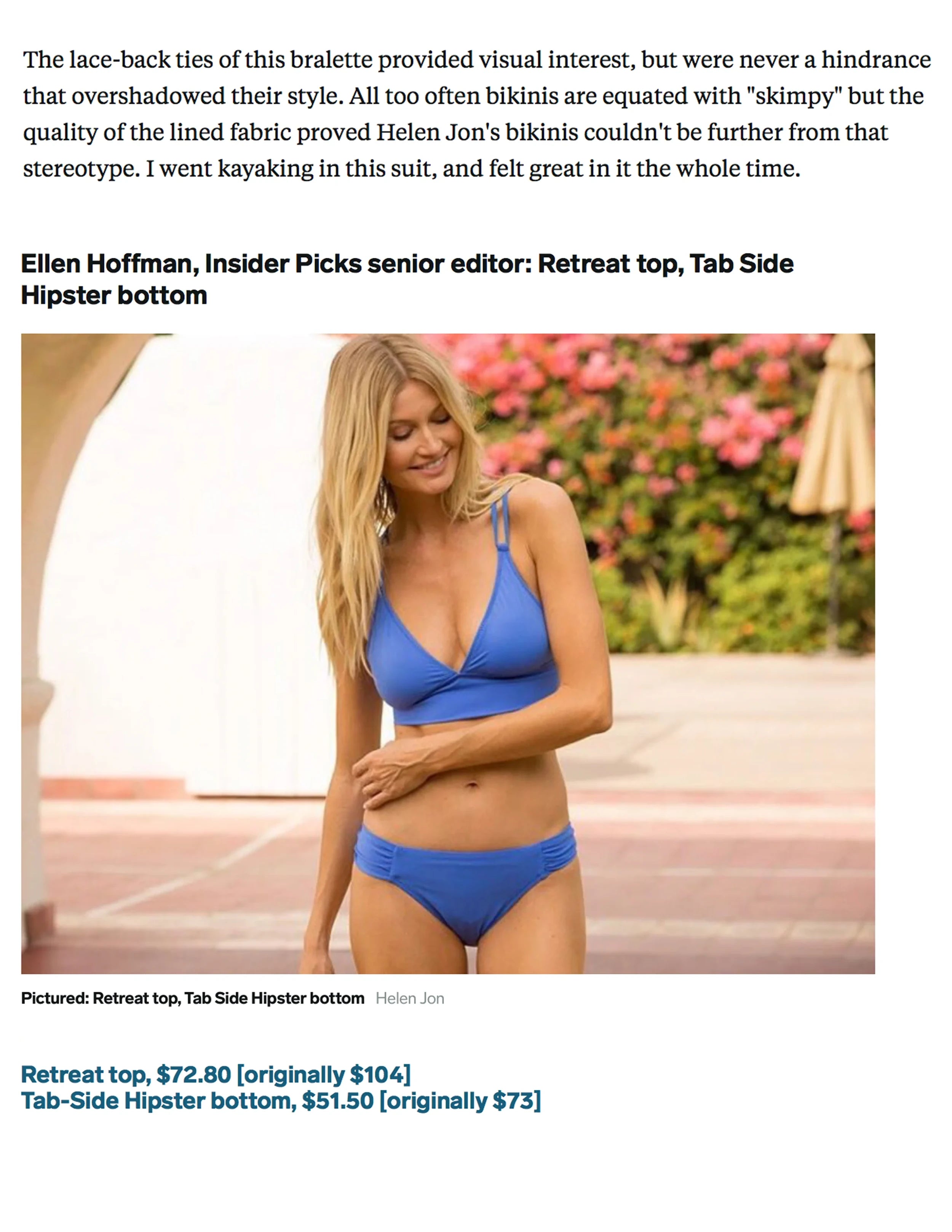 Business Insider highlighting Helen Jon for Great Fitting Women's Swimwear