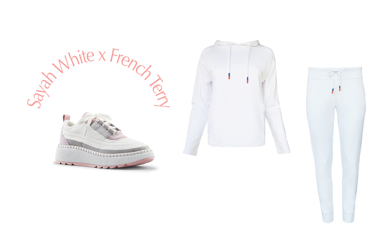 Sayah Sneaker with white French Terry Joggers and Hoodie