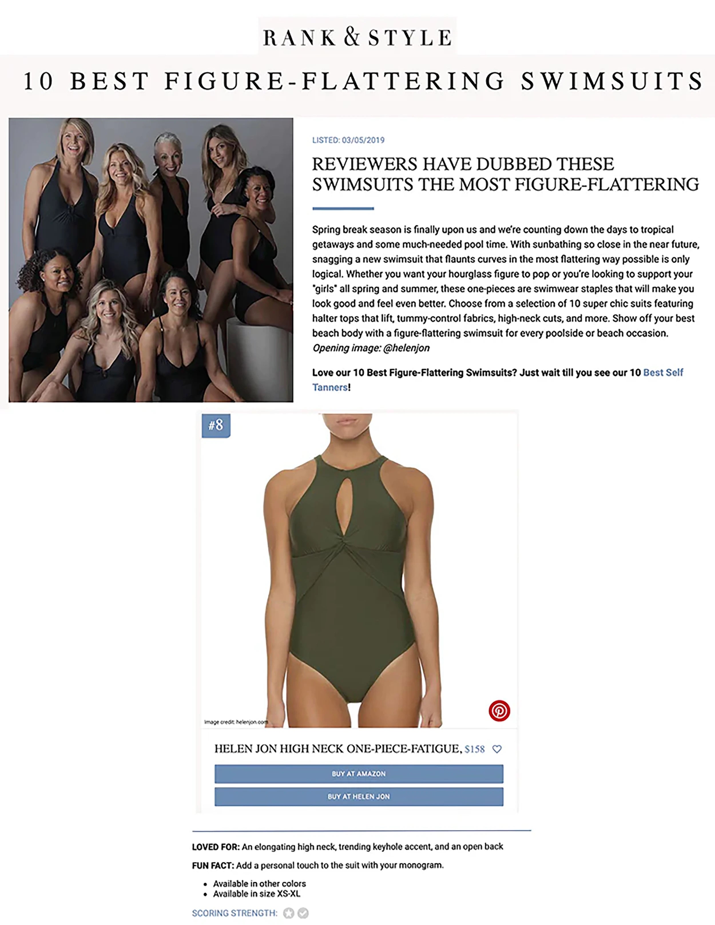 Rank & Style featuring Helen Jon in Top 10 Best Figure Flattering Swimsuits