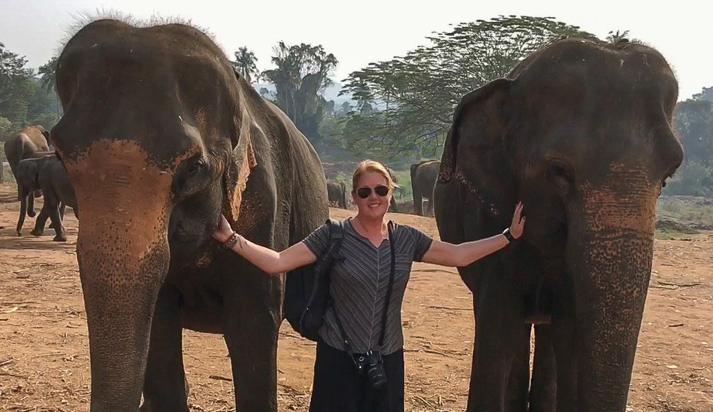 Tess with elephants