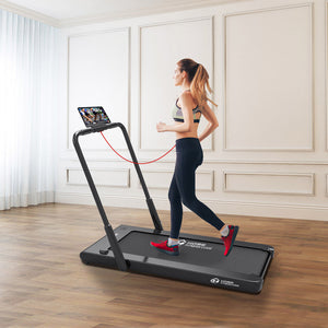 2 in 1 Folding Treadmill, 2.0HP Smart Walking Running Machine with Bluetooth Audio Speakers for Home Office Cardio Fitness