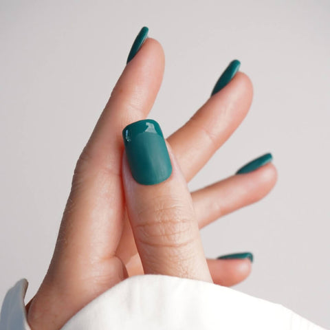 Matte Shiny French Nail Design in Green Blue