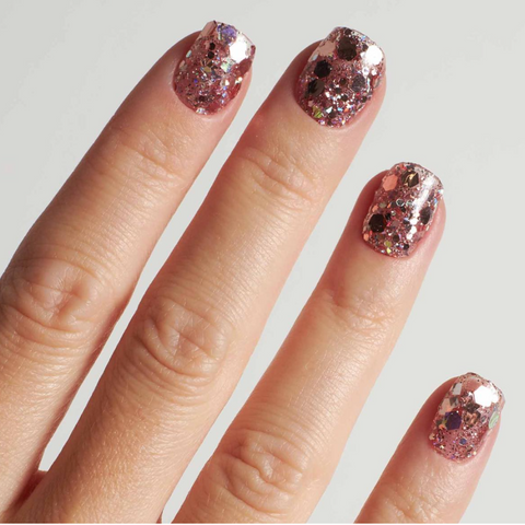 Short Nails with Chunky Glitter