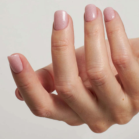 Korte nagels roze glitter