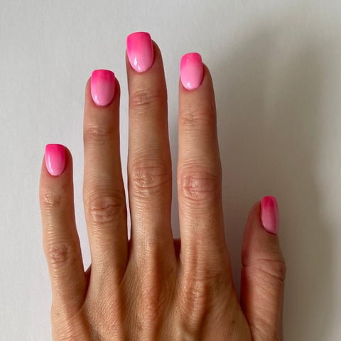 Pink and rose ombre Barbie nail design