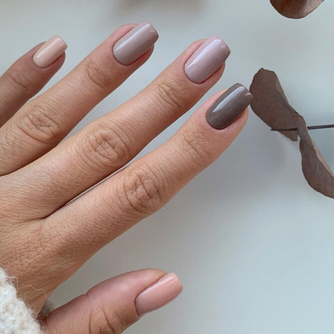 Mismatched Nude Nails