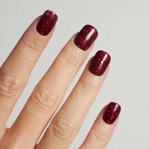 Glitter Red Nail Design for Christmas
