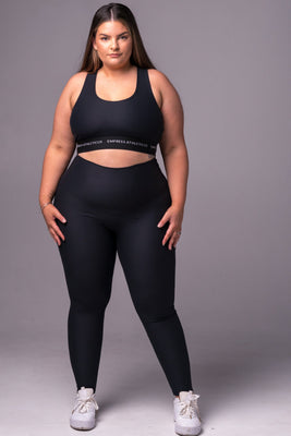 Black Dynamic High Waisted Ankle Biter Leggings, Empress Athleticus