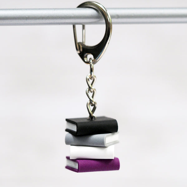 Subtle Asexual Ace Pride Flag Necklace, Stacked Books, LGBTQ Gay Community  Coming Out Gifts, Book Lover Charm Pendant, Librarian Teacher 