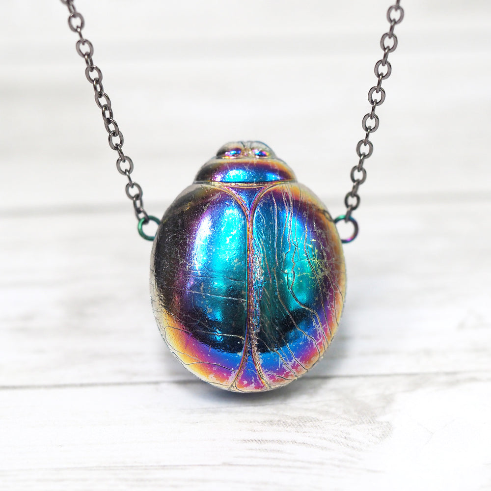 Magic Glass Beetle Necklace - Blue & Purple