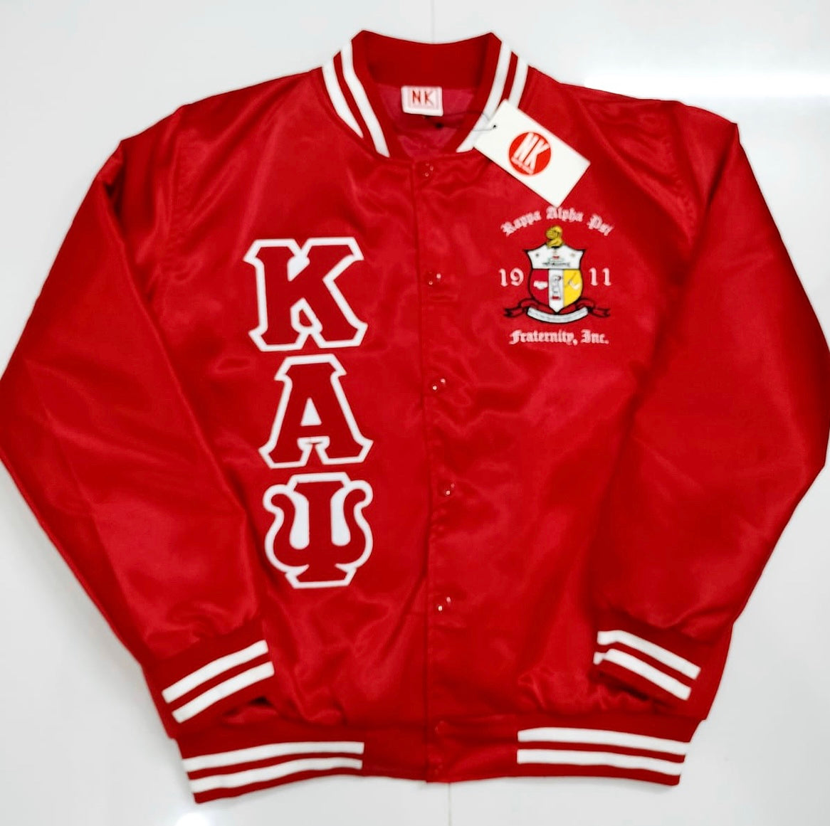 CRIMSON AND WHITE SATIN JACKET – #EntrepreNUPE