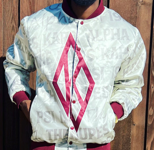 Kappa Alpha Psi-Satin Baseball Jacket (M3) Custom Medium / Red / Non Quilted(Flannel)